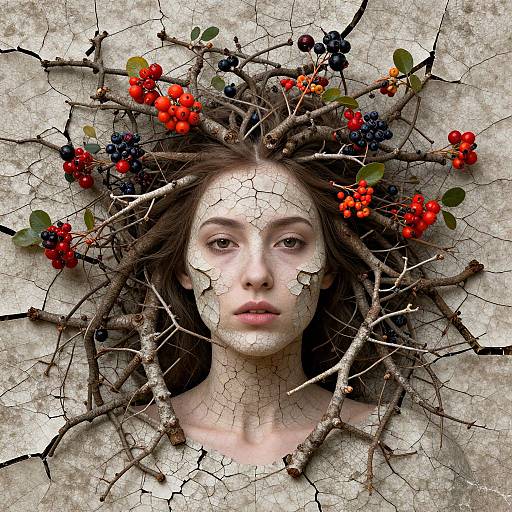 Surreal Woman-Nature Fusion Portrait