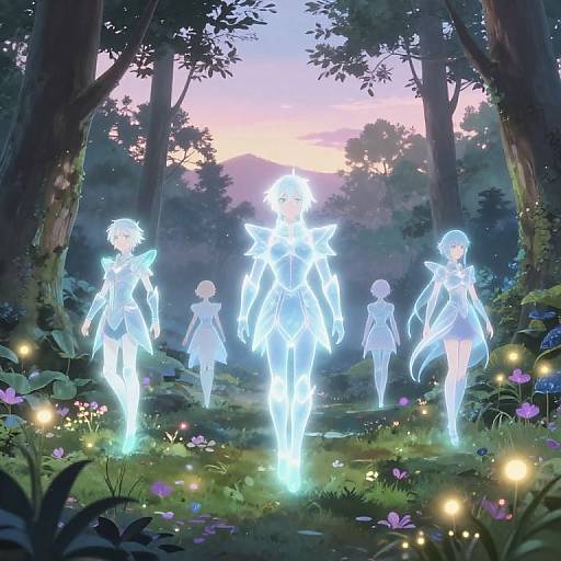 Ethereal Anime Forest Dawn Scene