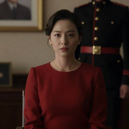 Elegant Woman in Red Dress Portrait