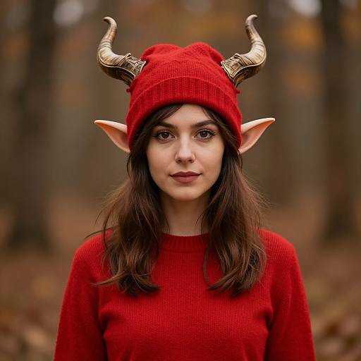 Warm Elf Woman in Festive Attire