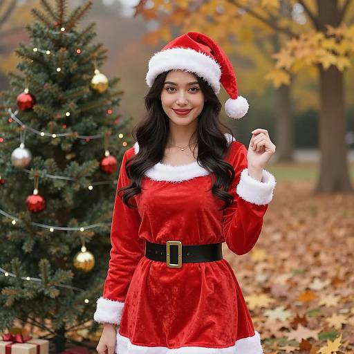 Festive Black Santa Costume for Women