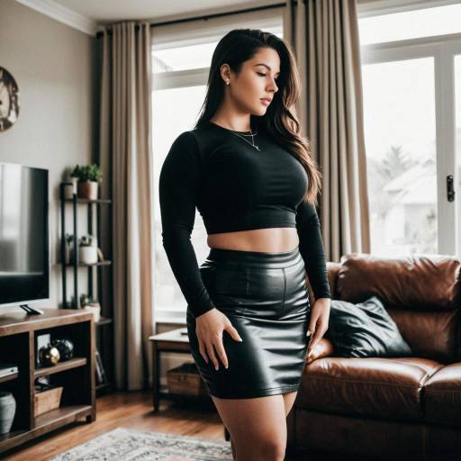 Elegant Fitness Girl in Living Room