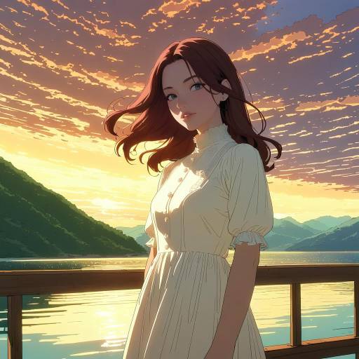 Serene Sunset Portrait of Young Woman