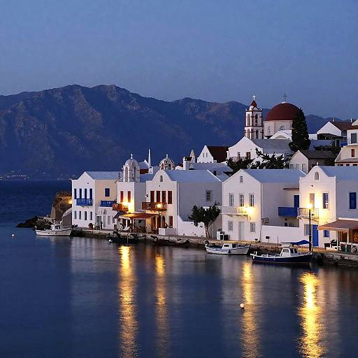 Mediterranean Coastal Town at Dusk