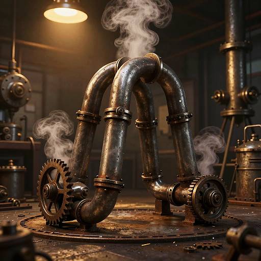 Steampunk Omega in Industrial Workshop