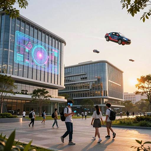 Futuristic University Campus at Sunrise