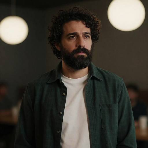Middle-Aged Man with Curly Hair Portrait