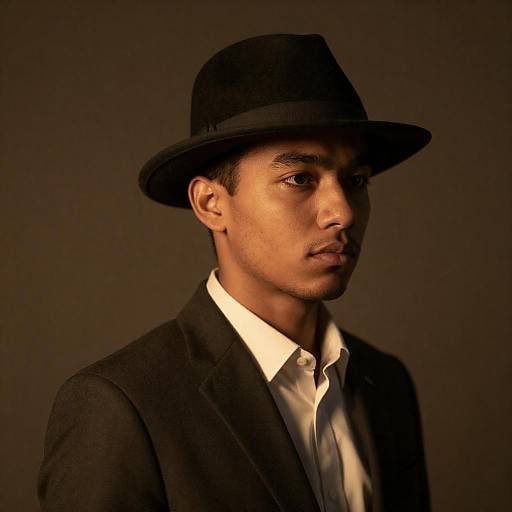 Moody Portrait of Man in Fedora