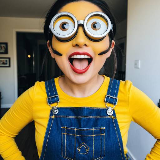 Woman in Minion Costume and Makeup
