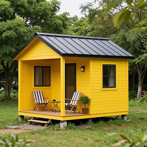 Vibrant Yellow Compact Wooden Tiny House