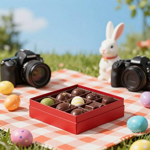 Easter Picnic with Chocolate and Eggs