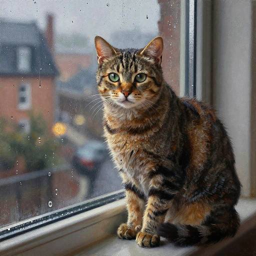 Rainy Day Cat Window Painting