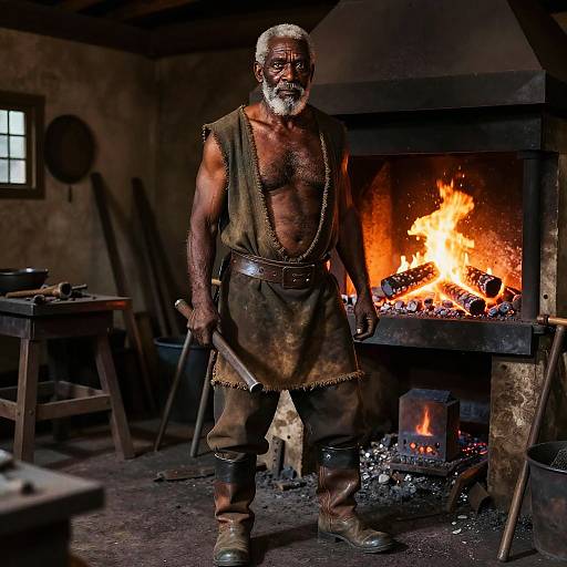 Realistic Elderly Blacksmith Portrait