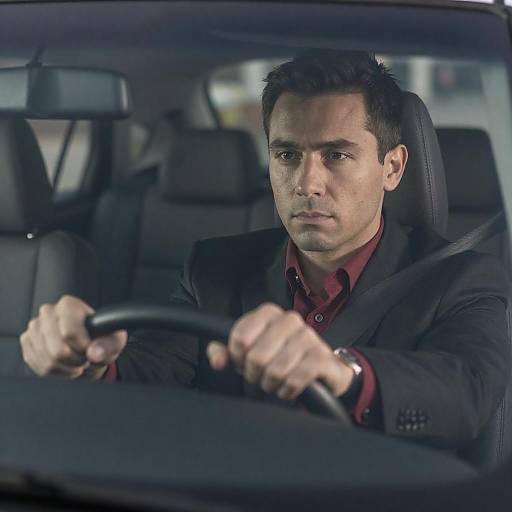 Serious Man Driving in Urban Setting