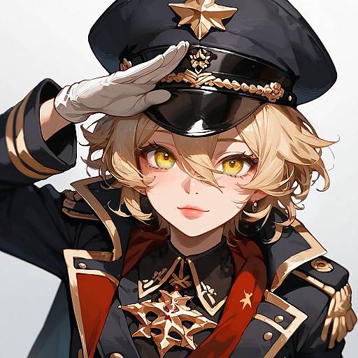 Military Anime Girl Saluting