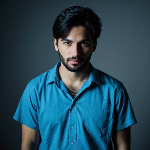 Portrait of Young Man in Blue Shirt