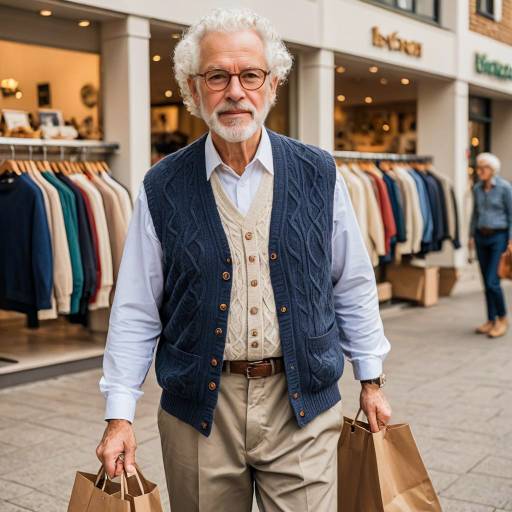 Elderly Man Shopping in Chic Casual Outfit