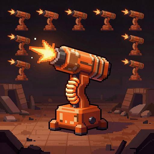 Minimalist Pixel Bipedal Shock Turret