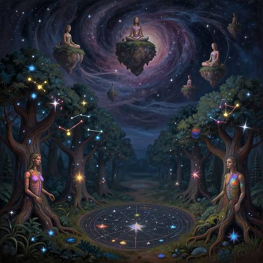 Psychedelic Celestial Forest Dreamscape