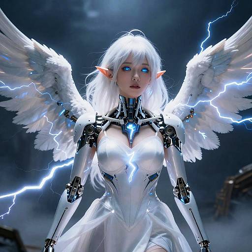 Lightning Angel with Neon Wings