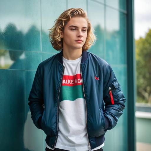 Young man leaning on glass wall