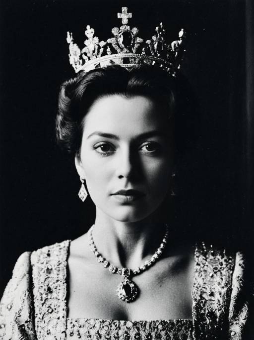 Portrait of a Woman Queen with Crown and Jewelry