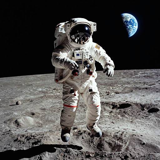 Astronaut Jumping on the Moon