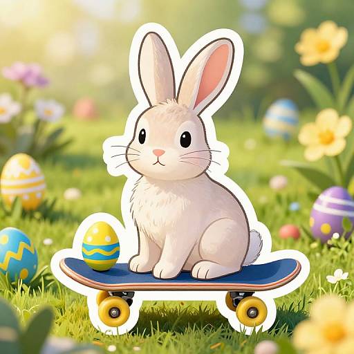 Easter Bunny Skateboard Sticker Close-Up