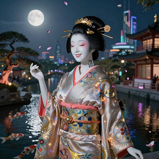 Moonlit Geisha-Android at Neon Canal