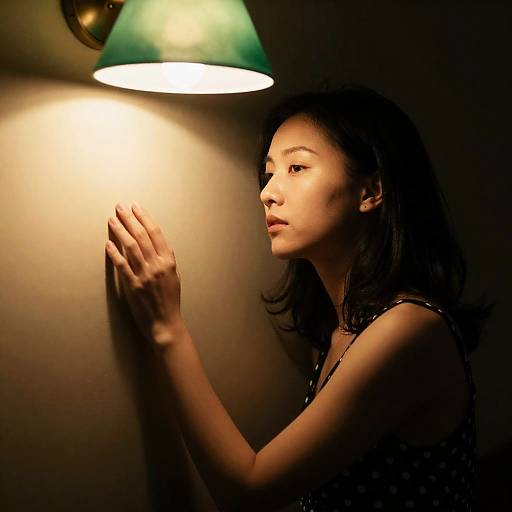 Intriguing Asian Woman in Elegant Polka Dots