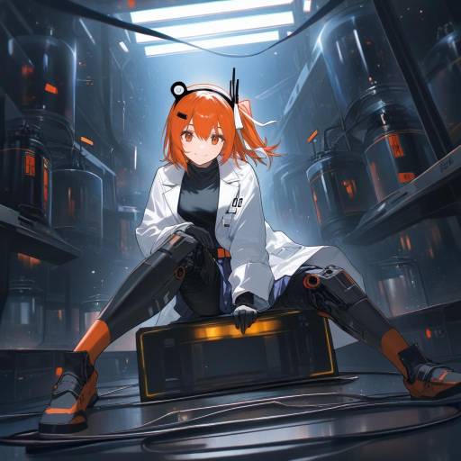 Futuristic Android Scientist in Laboratory