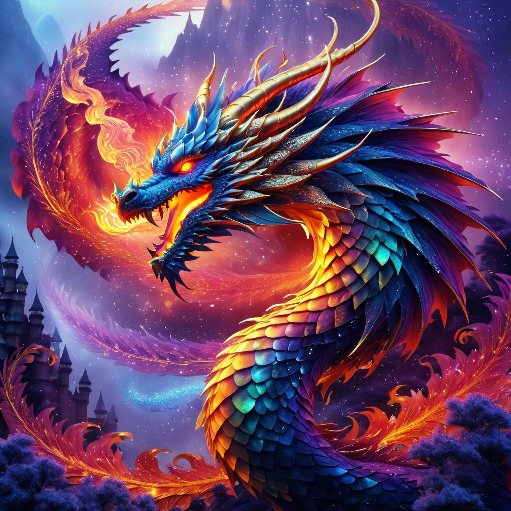 Majestic Dragon in Surreal Digital Art