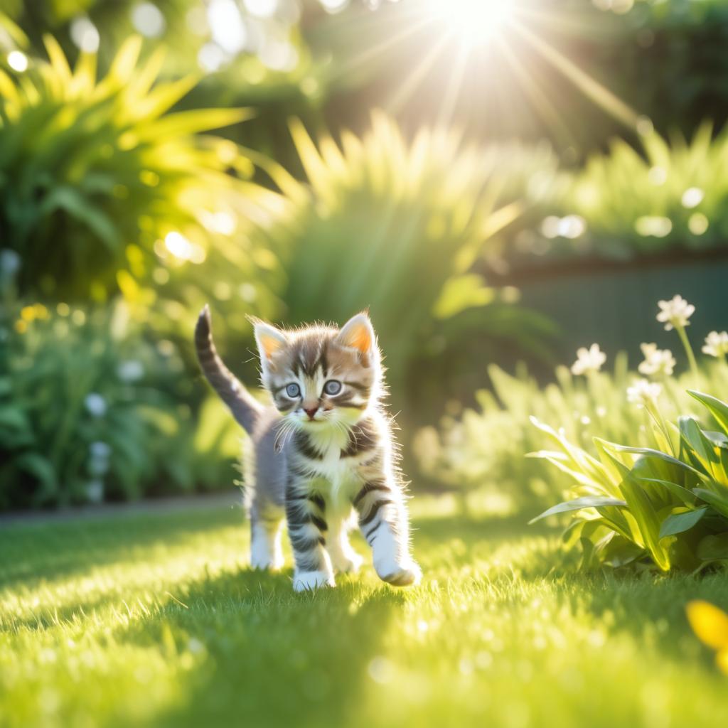 Playful Kitten in Sunny Garden