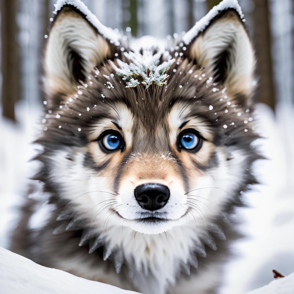 Close-Up of a Baby Wolf Pup