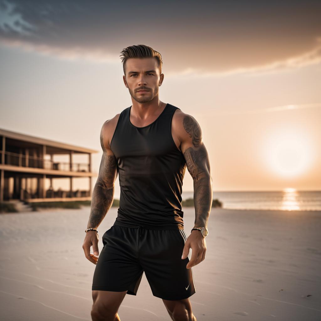 Cinematic Beach Soccer Photography of David Beckham