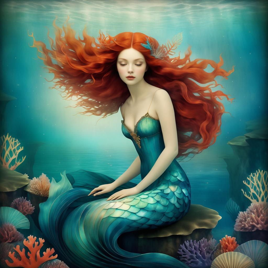 Surreal Mermaid in Underwater Paradise