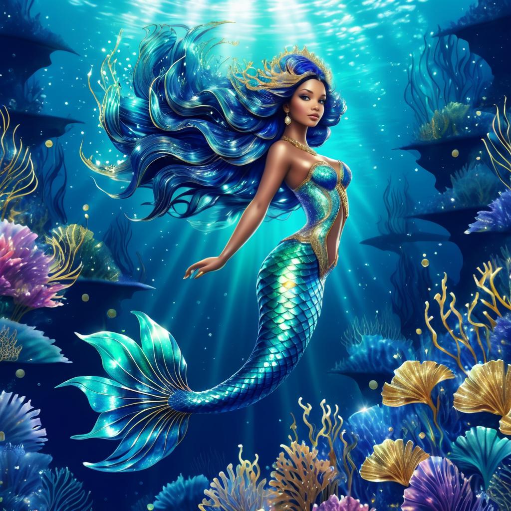 Detailed Mermaid Illustration in Underwater Kingdom