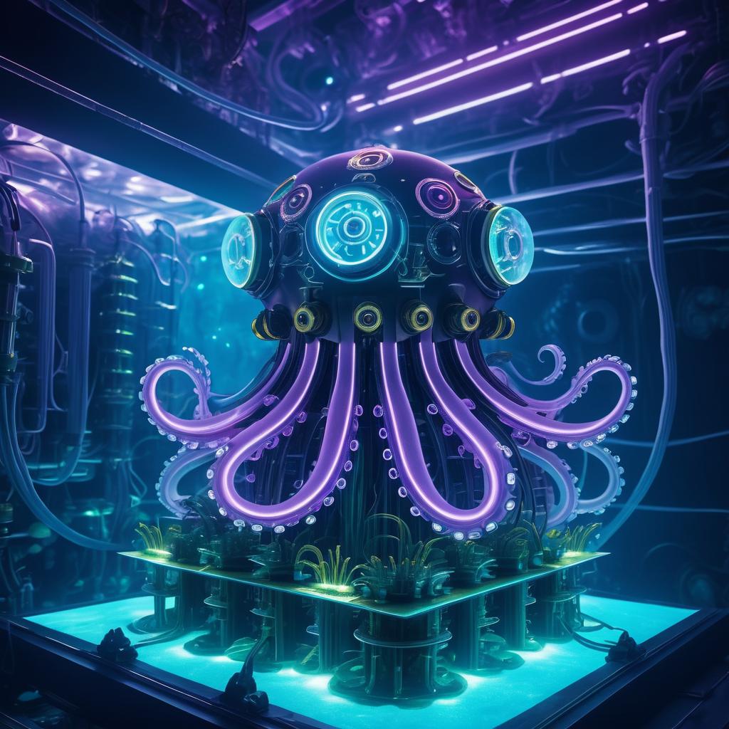 Surreal Robotic Octopus in Futuristic Lab