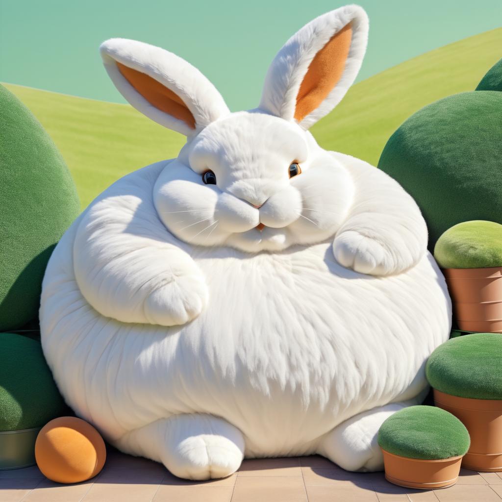 Charming Portrait of a Plump Rabbit