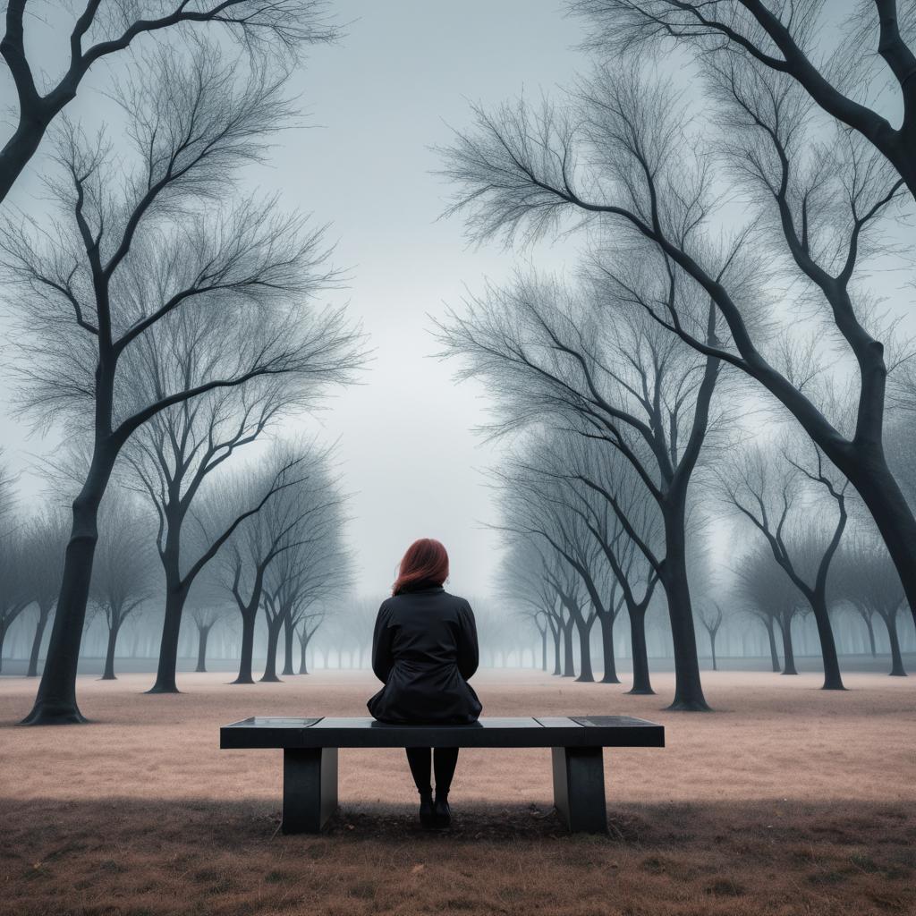 Melancholy Woman on a Park Bench