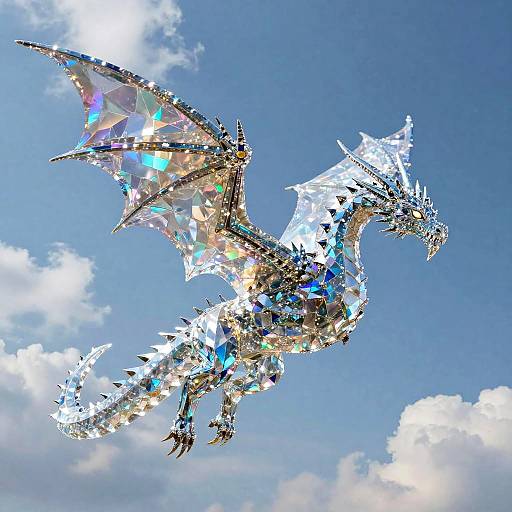 Majestic Crystal Dragon in Flight