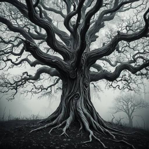 Steely Gray Fantasy Tree Art