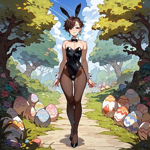 Easter Femboy Bunny in Forest
