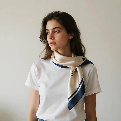 Elegant Woman Portrait with Silk Scarf