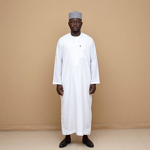 Man Wearing Traditional White Agbada