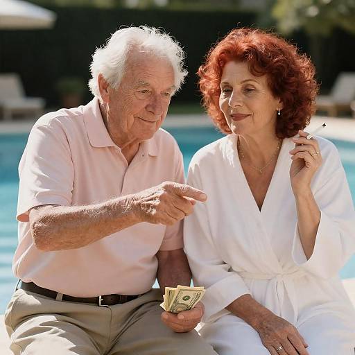 Cheerful Poolside Moment of Seniors