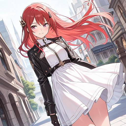 Red-Haired Girl in White Dress