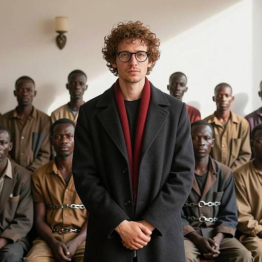 Contemplative Man Amidst a Crowded Scene