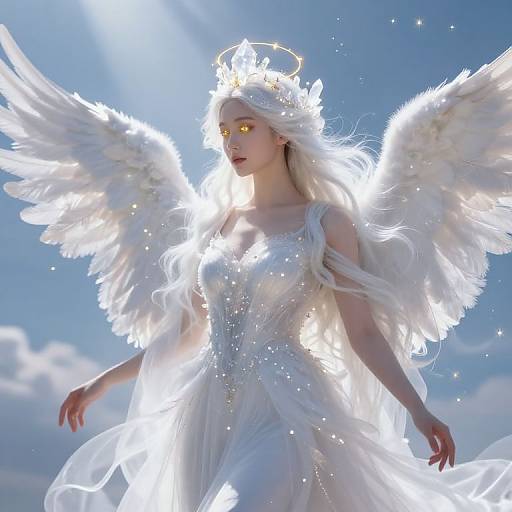 Radiant Female Angel with Ethereal Wings