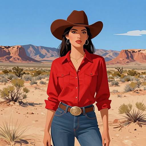 Woman in Cowboy Hat in New Mexico Desert